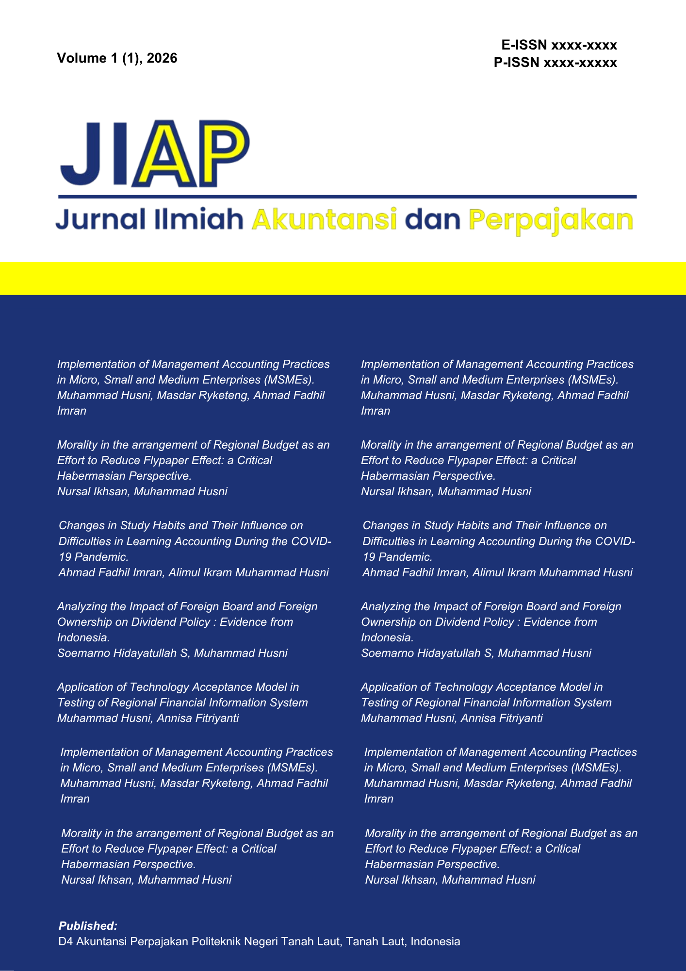 Jurnal Ilmiah Akuntansi dan Perpajakan